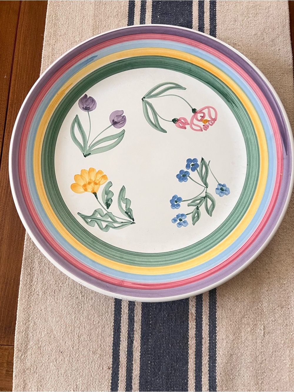 Vintage Hand Painted Italy Pottery Caleca Melissa 13 3/4” Round Serving Platter